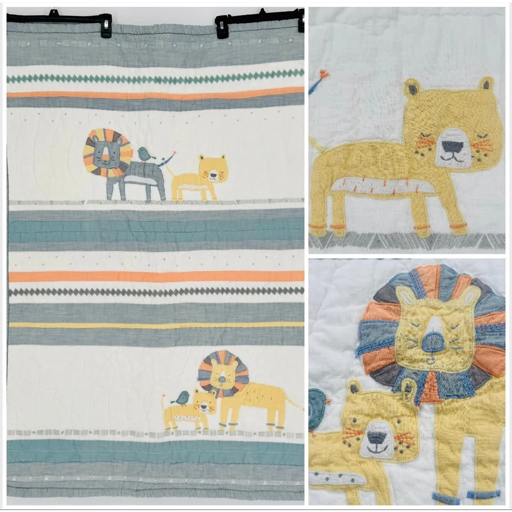 Pottery Barn Kids Little Lion Safari Quilt Crib Size
